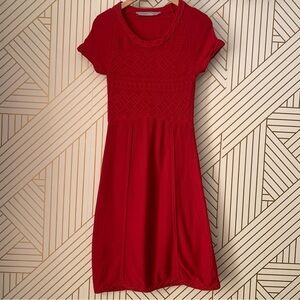 Athleta Alta cable knit organic cotton wool Sweater Dress Small S red dress
